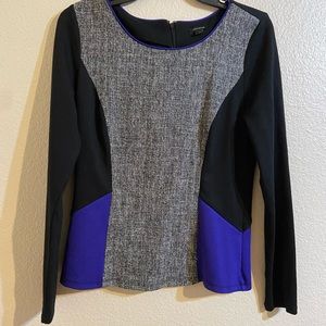 Ann Taylor top color contrast long sleeve